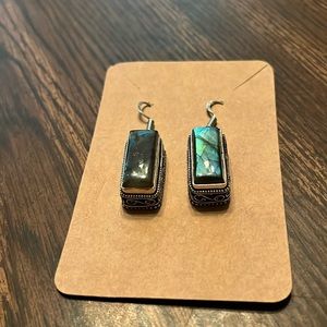 925 stamped abalone pierced earrings
